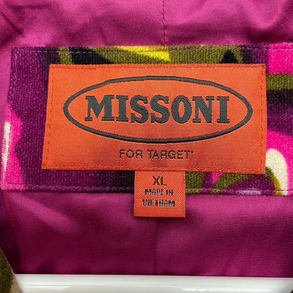 Missoni X Target Velvet Floral Coat Size XL Purple Double Breasted Trench Jacket
